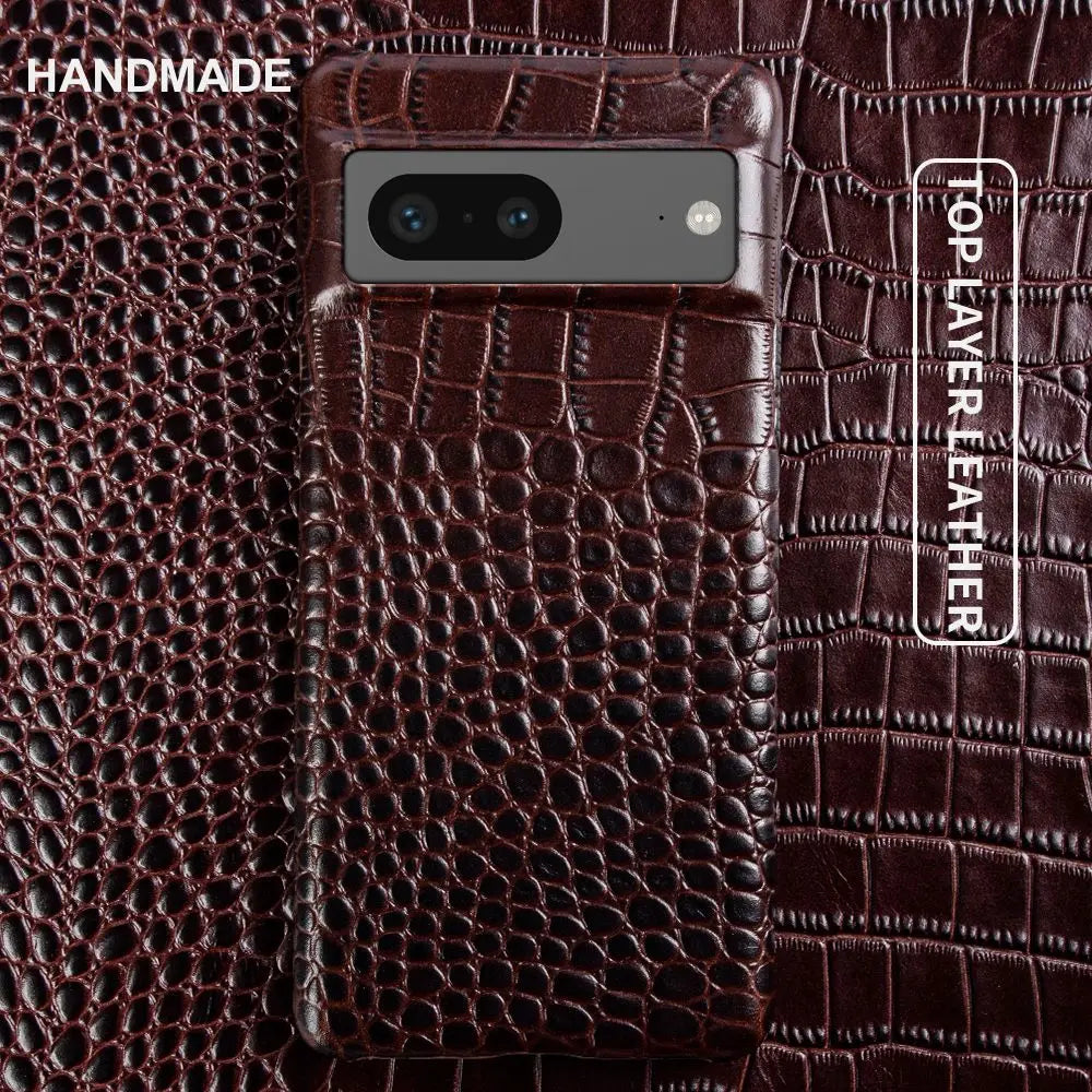 Crocodile Grain Genuine Leather Google Case - DealJustDeal