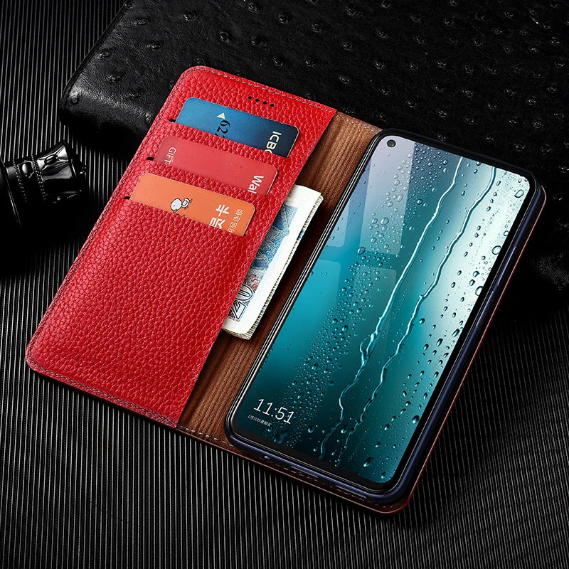 Litchi Patter Genuine Leather Magnetic Flip Google Case - DealJustDeal