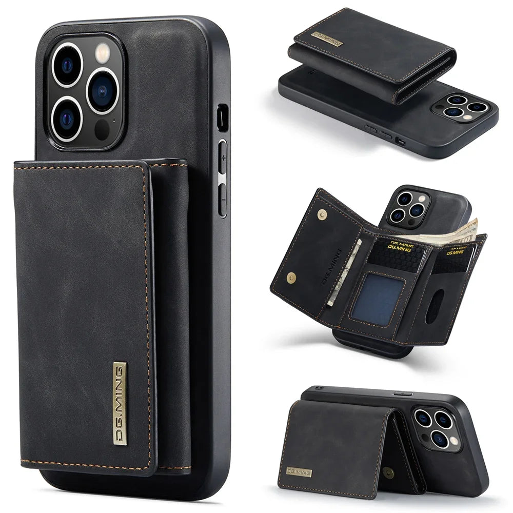 Retro Flip Magnetic Detachable Leather iPhone Case - DealJustDeal