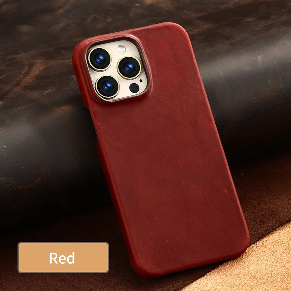 Retro Genuine PULL-UP Leather Cowhide iPhone Case - DealJustDeal