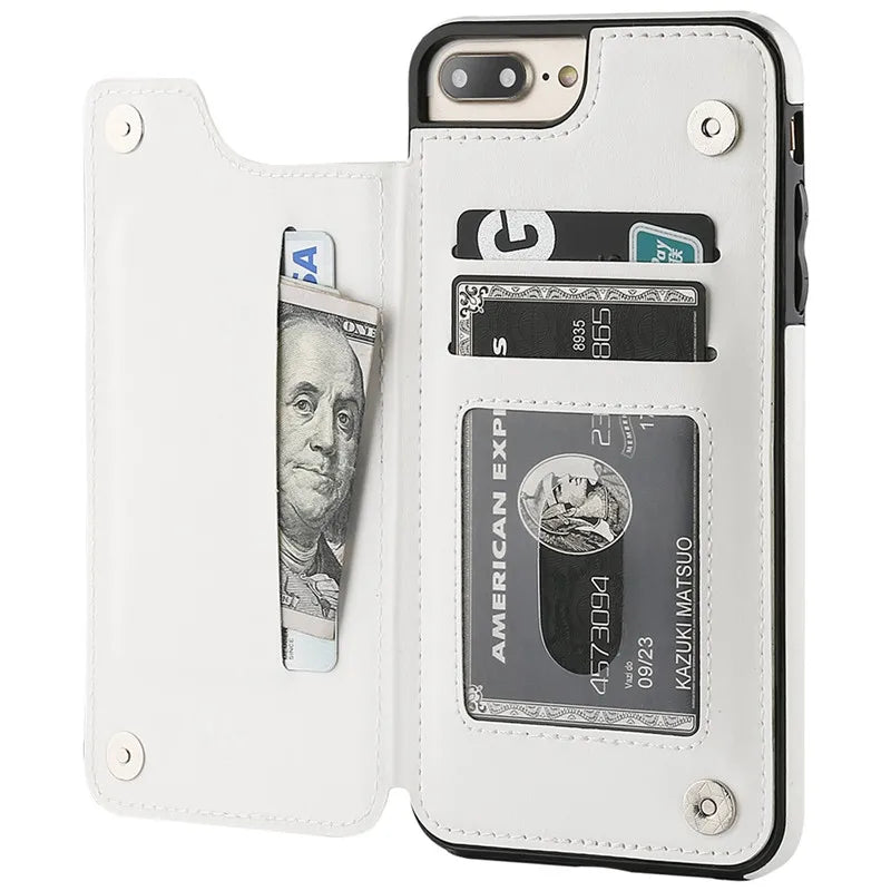 Wallet Card Holder Slots Flip Slim Leather iPhone Case - DealJustDeal