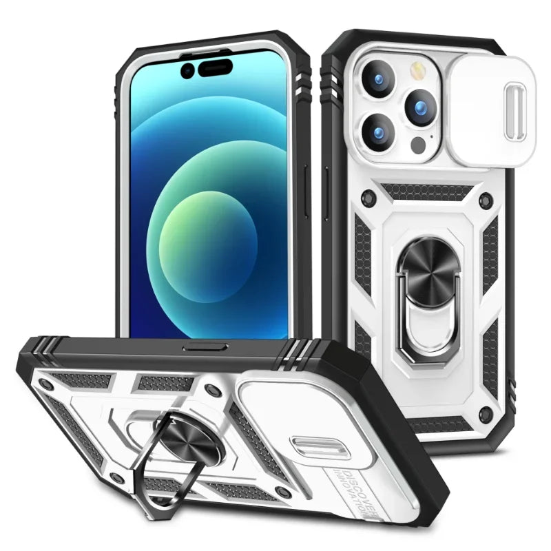 Full Body Rugged Protective Slide Camera Stand iPhone Case - DealJustDeal