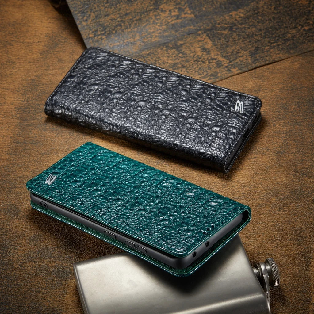 Crocodile Pattern Magnetic Genuine Cowhide Leather Galaxy S Case - DealJustDeal