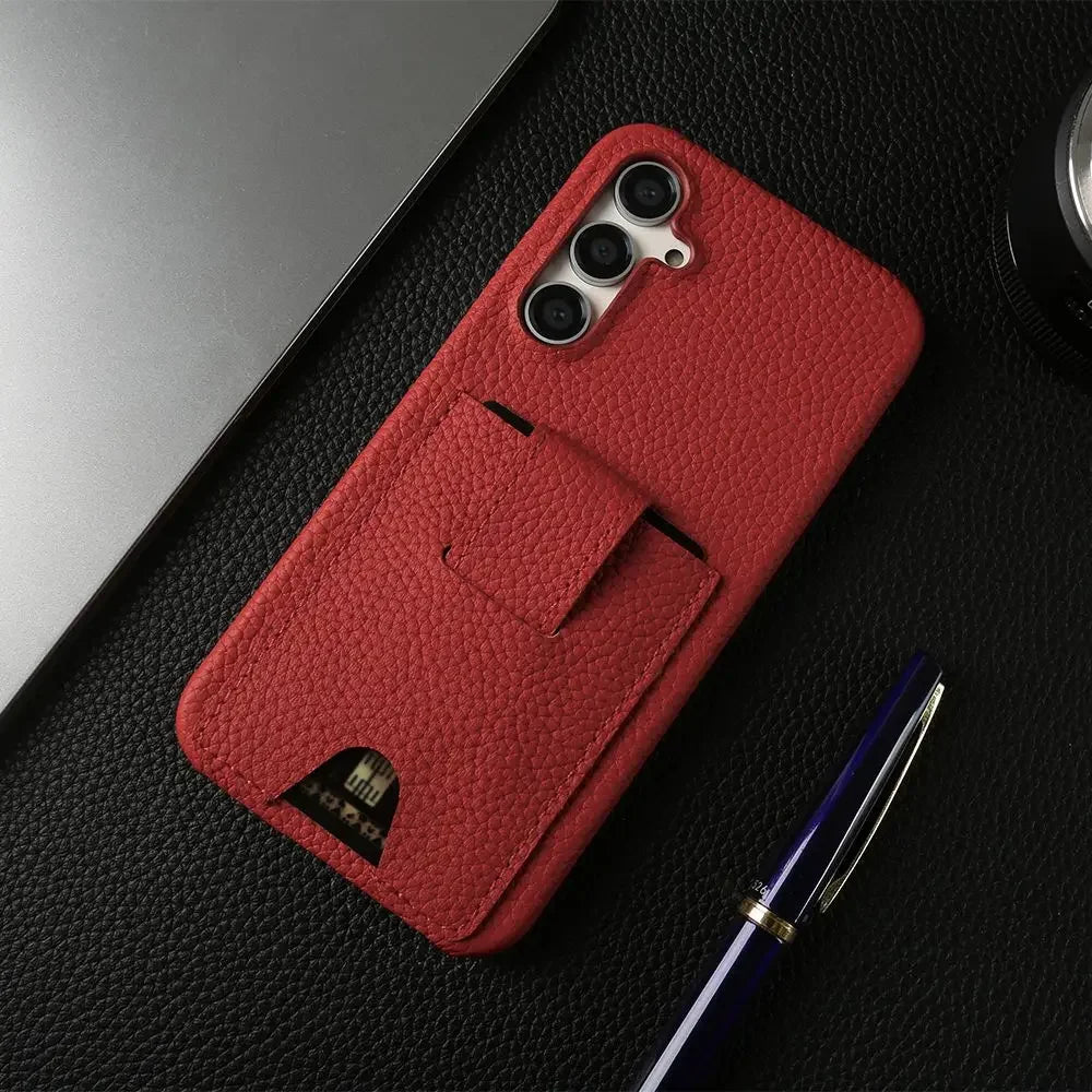 Card Holder Slot Genuine Leather Galaxy A, Note and S Case - DealJustDeal