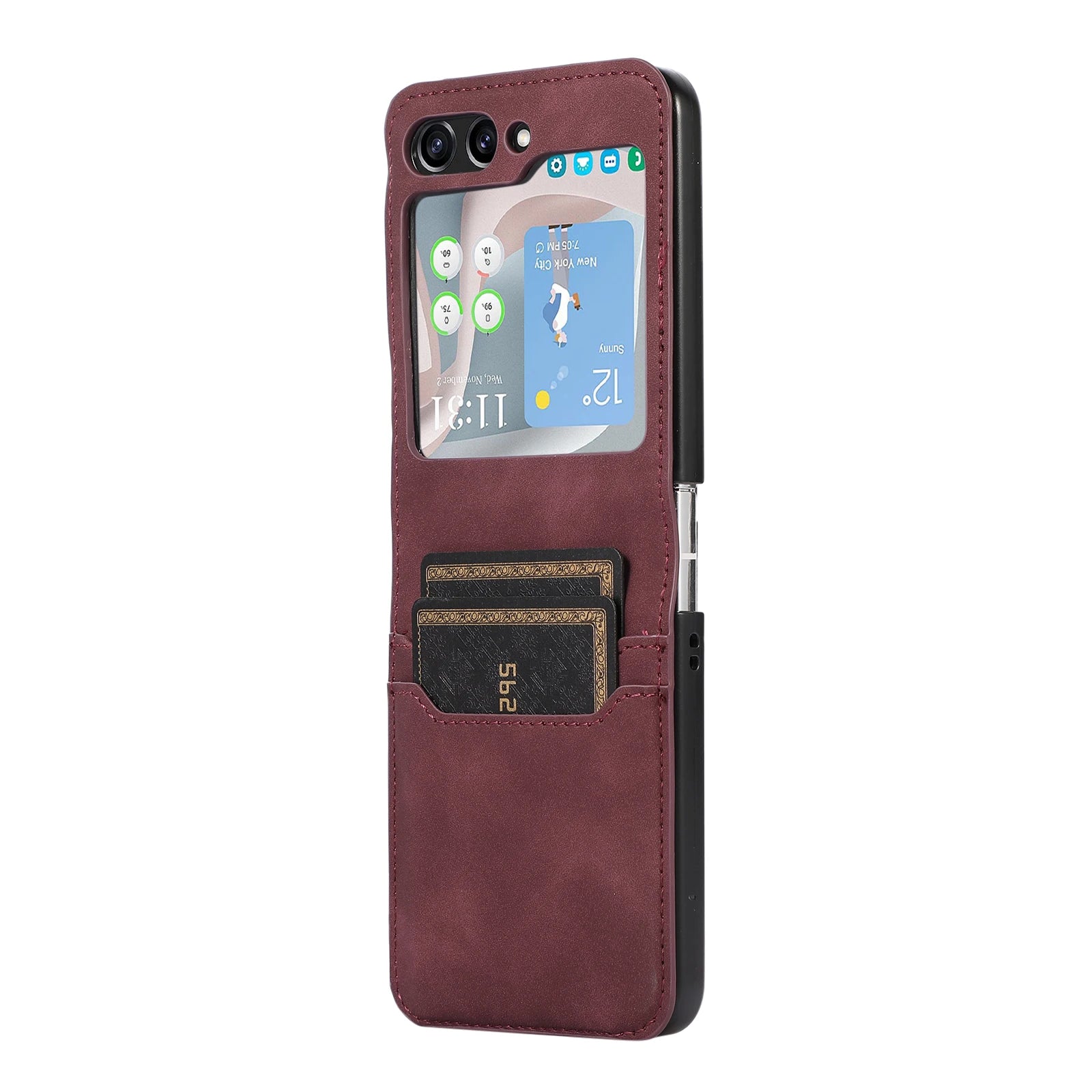 Card Holder Leather Wallet Galaxy Z Flip Case - DealJustDeal
