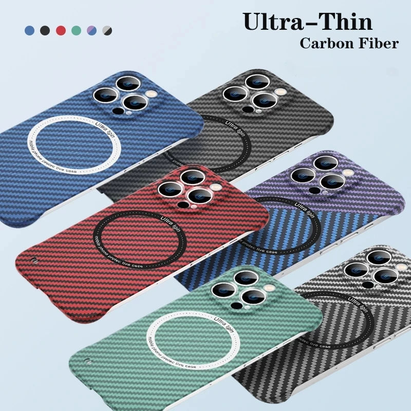 Ultra Thin For Magsafe Magnetic Carbon Fiber Frameless iPhone Case - DealJustDeal