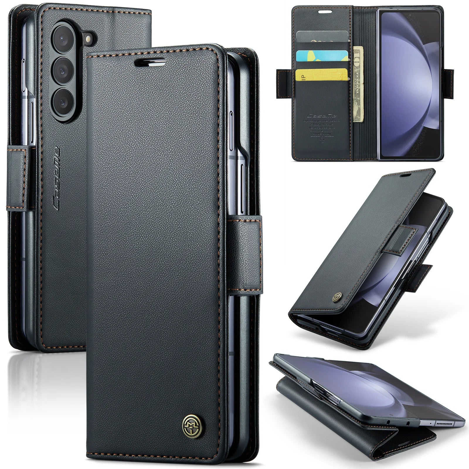 Magnetic Kickstand Card Holder Wallet Leather Galaxy Z Fold Case - DealJustDeal