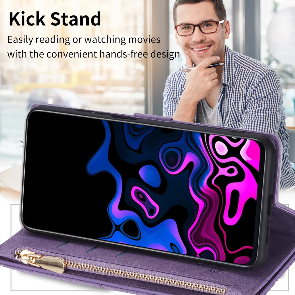 Card Slot  Zipper Flip Magnetic Leather Galaxy A and M Case - DealJustDeal