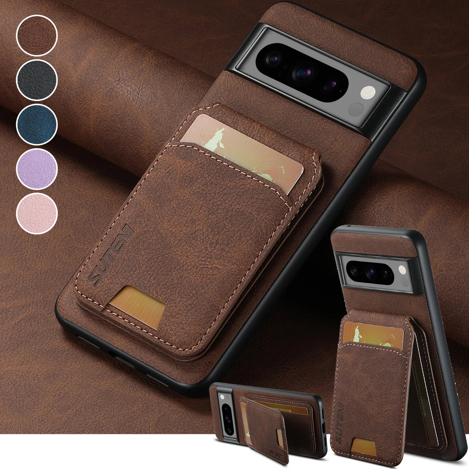 Retro PU Leather Card Holder Wallet Google Case - DealJustDeal