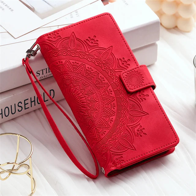 Card Wallet Embossing Leather Flip Galaxy Note and S Case - DealJustDeal