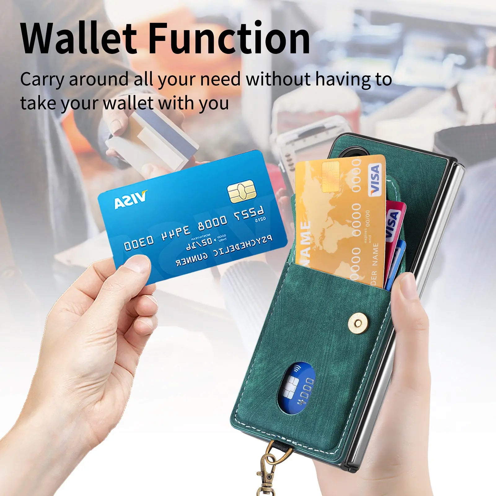 Hand Strap Flip Anti Drop Leather Wallet Galaxy Z Fold Case - DealJustDeal