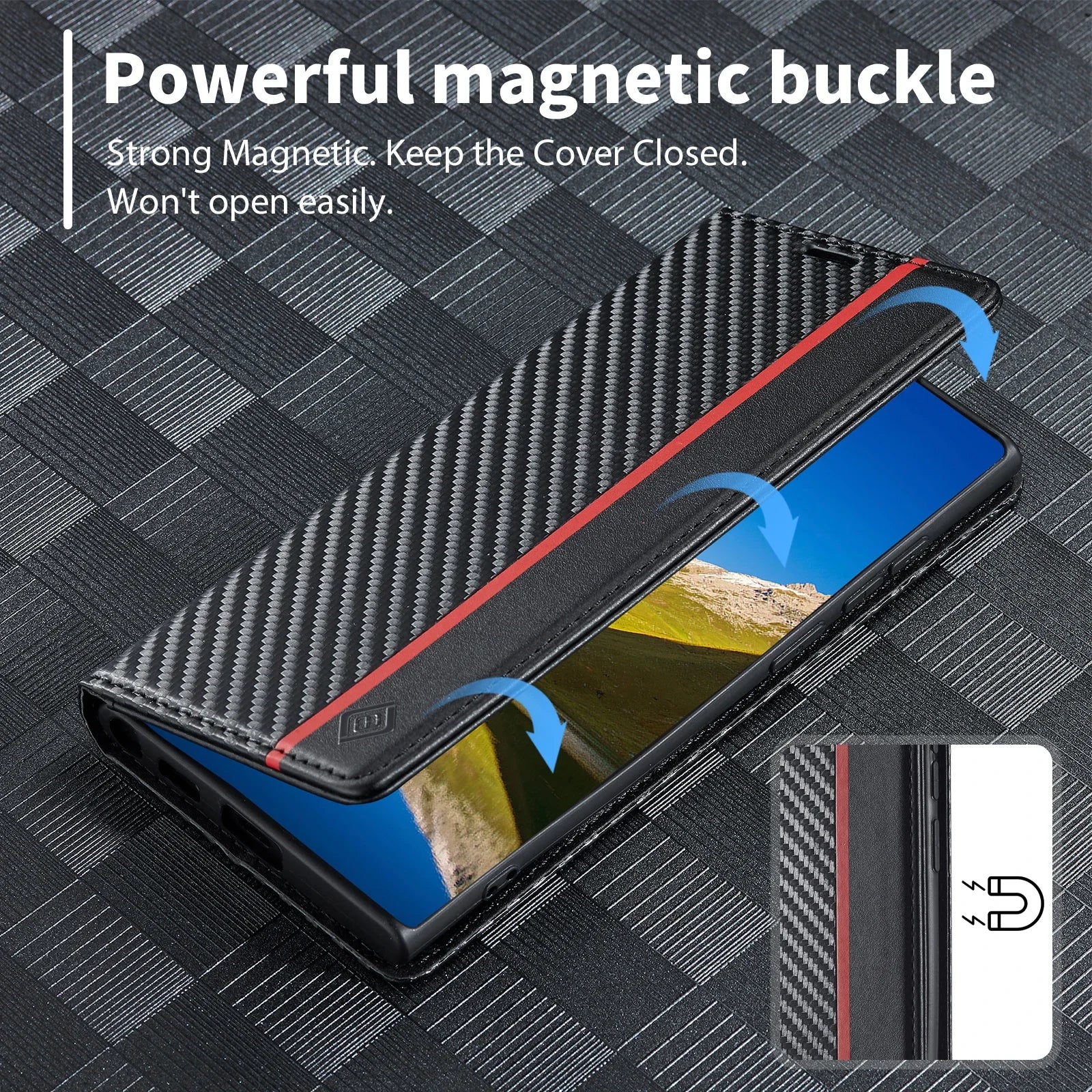 Flip Wallet Carbon Fiber Leather Galaxy A and S Case - DealJustDeal