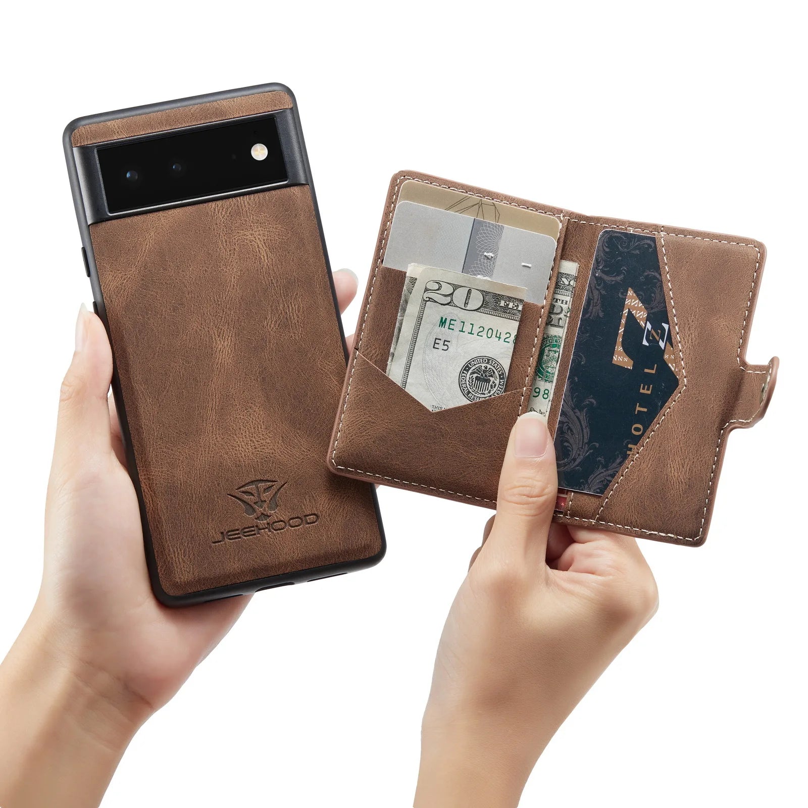 Leather Wallet Card Slot Magnetic Google case - DealJustDeal