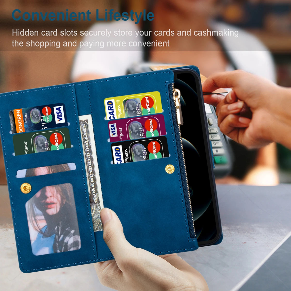 Card Slot Wallet Zipper Leather Flip Galaxy A, F and M Case - DealJustDeal