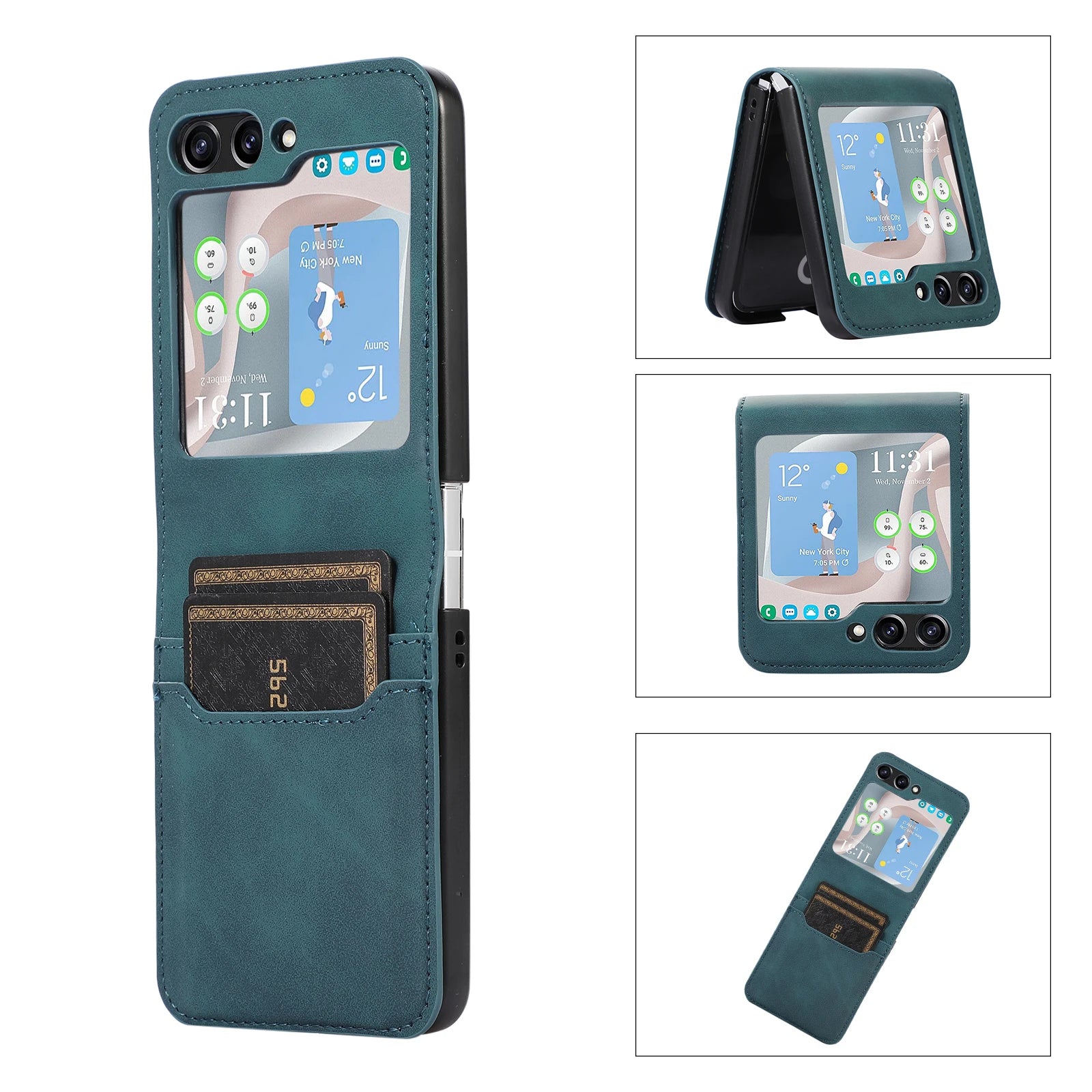 Card Holder Leather Wallet Galaxy Z Flip Case - DealJustDeal