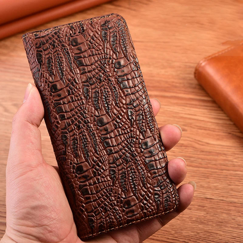 Crocodile Claw Genuine Leather Flip iPhone Case - DealJustDeal