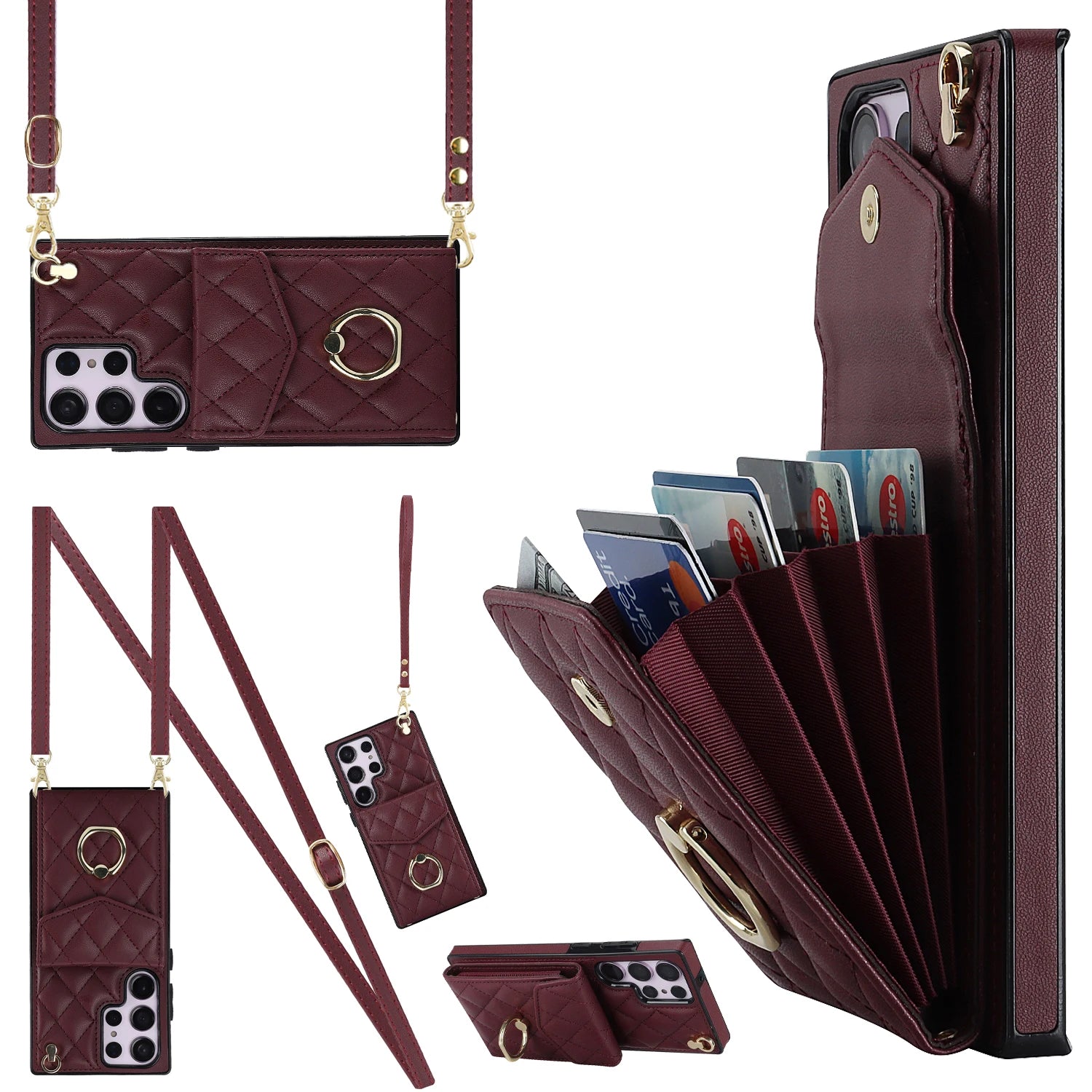 Wallet Cards Slot Ring Holder Leather Galaxy S Case - DealJustDeal