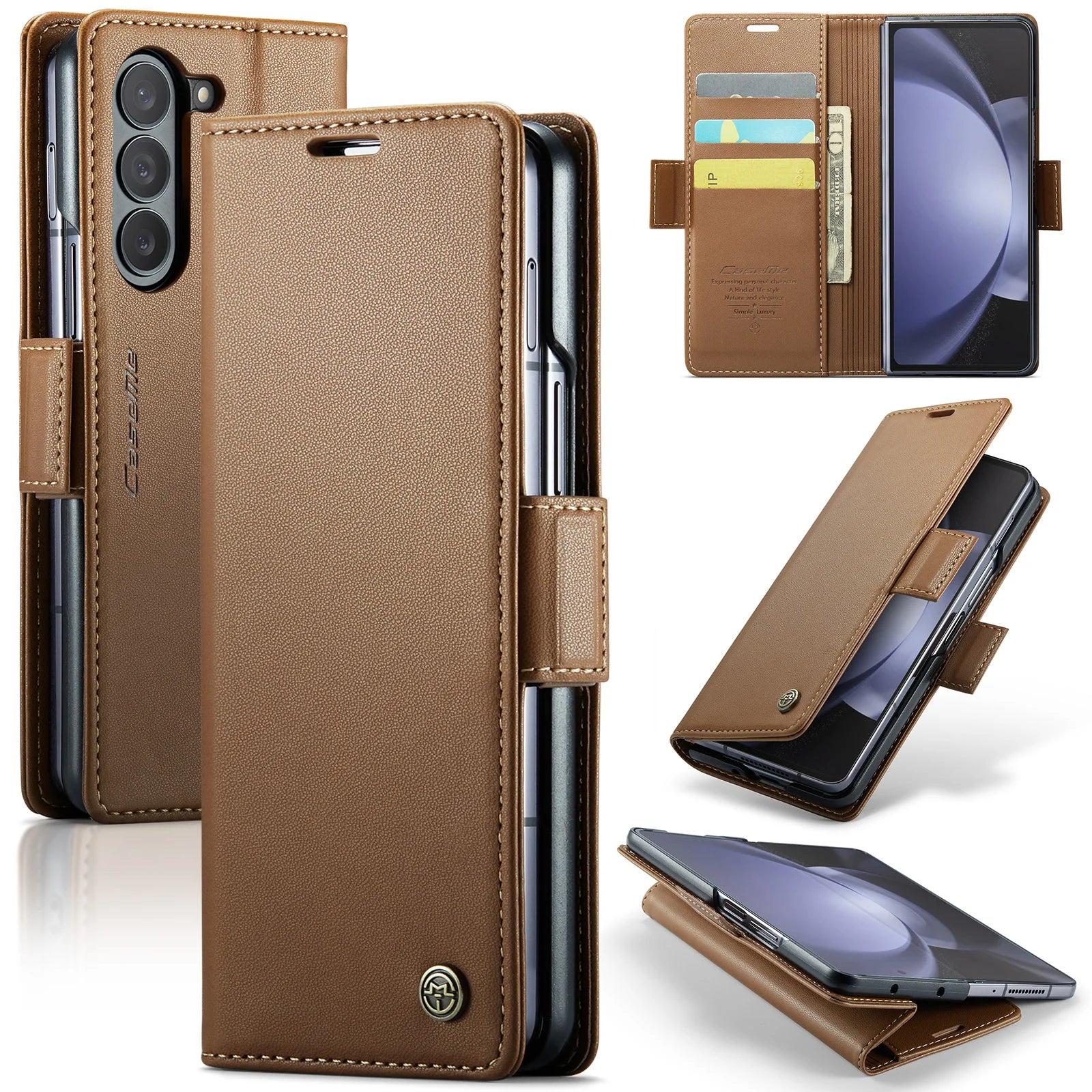 Magnetic Kickstand Card Holder Wallet Leather Galaxy Z Fold Case - DealJustDeal