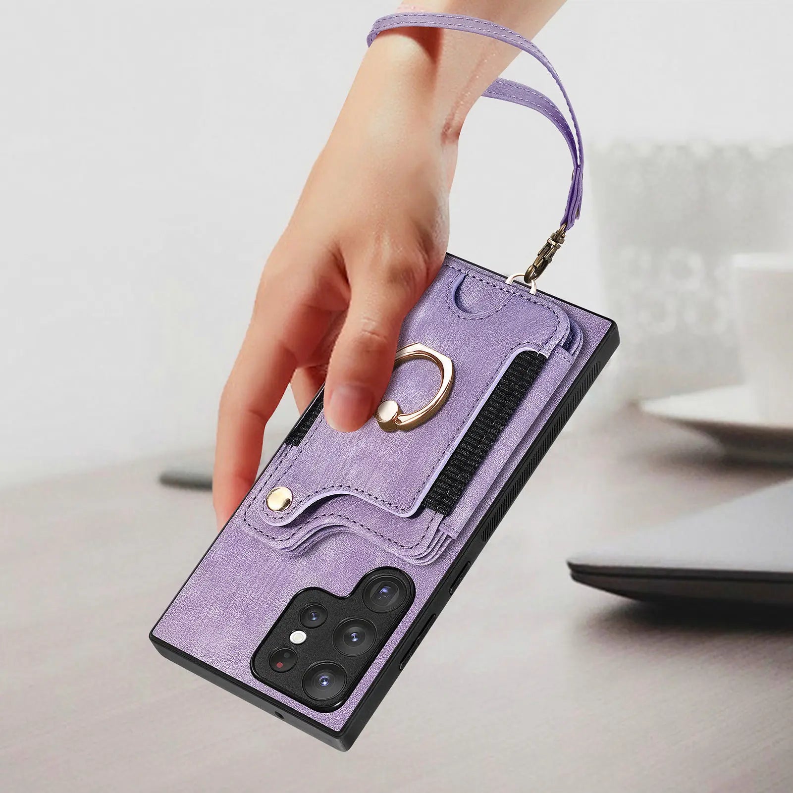 Wallet Ring Holder Flip Leather Galaxy S and M Case - DealJustDeal