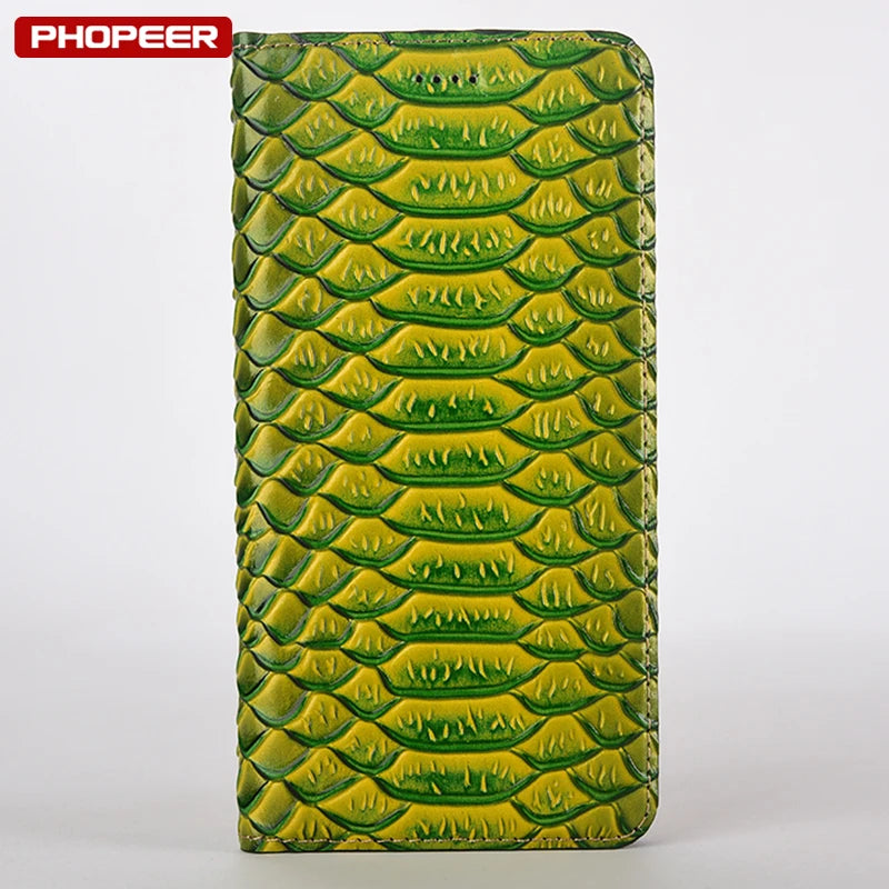 Snake Texture Genuine Leather Galaxy Note Case - DealJustDeal