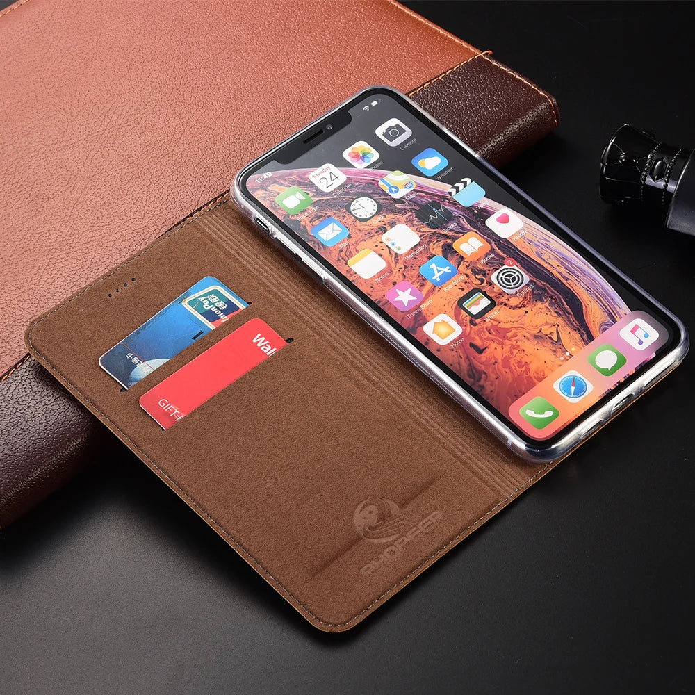 Ostrich Style Genuine Leather Flip Google Case - DealJustDeal