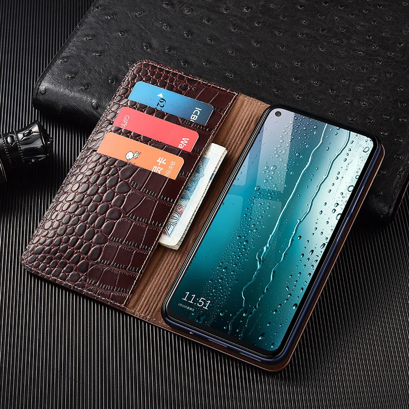 Luxury Crocodile Genuine Leather Flip iPhone Case - DealJustDeal