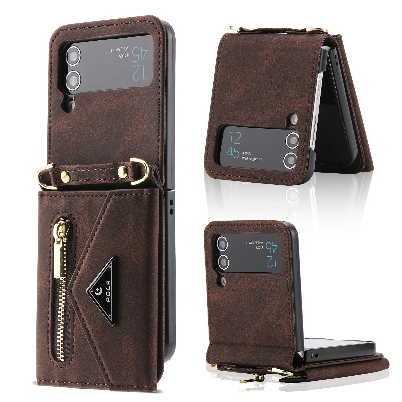 Hand Strap Anti-fall Leather Galaxy Z Flip Case - DealJustDeal