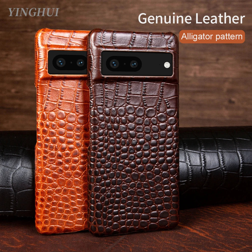 Handmade Crocodile Pattern Genuine Leather Google Case - DealJustDeal