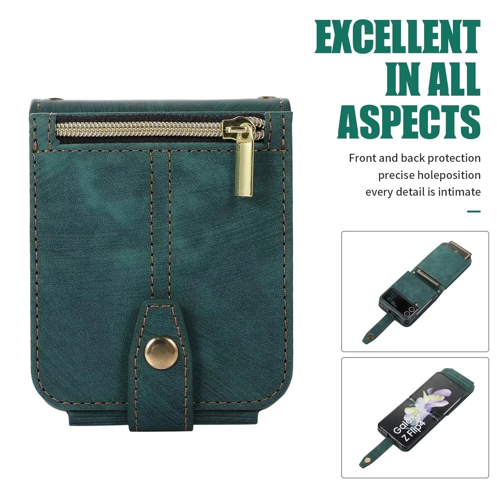 Wallet Card Pocket lanyard Leather Galaxy Z Flip Case - DealJustDeal