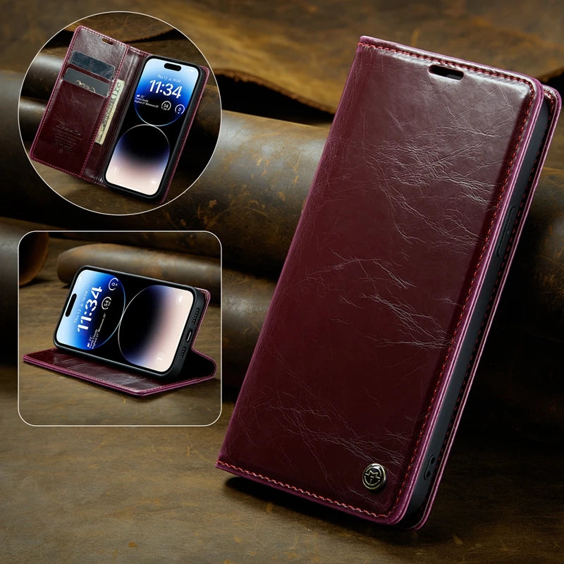 Leather Flip Wallet Galaxy Note and S Case - DealJustDeal