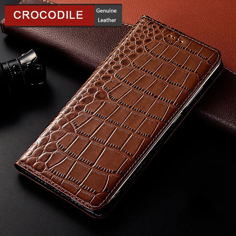 Luxury Flip Crocodile Genuine Leather iPhone Case - DealJustDeal