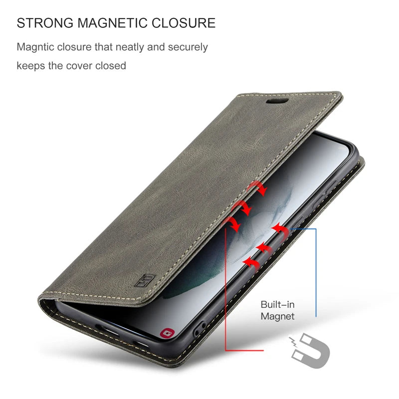 Flip Magnetic Card Pocket Leather Galaxy A, M and Note Case - DealJustDeal