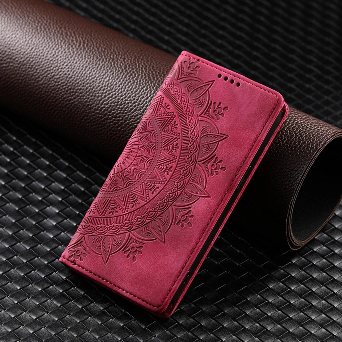 Magnetic Flip Embossed Totem Card Slots Wallet Leather Galaxy Note and S Case - DealJustDeal