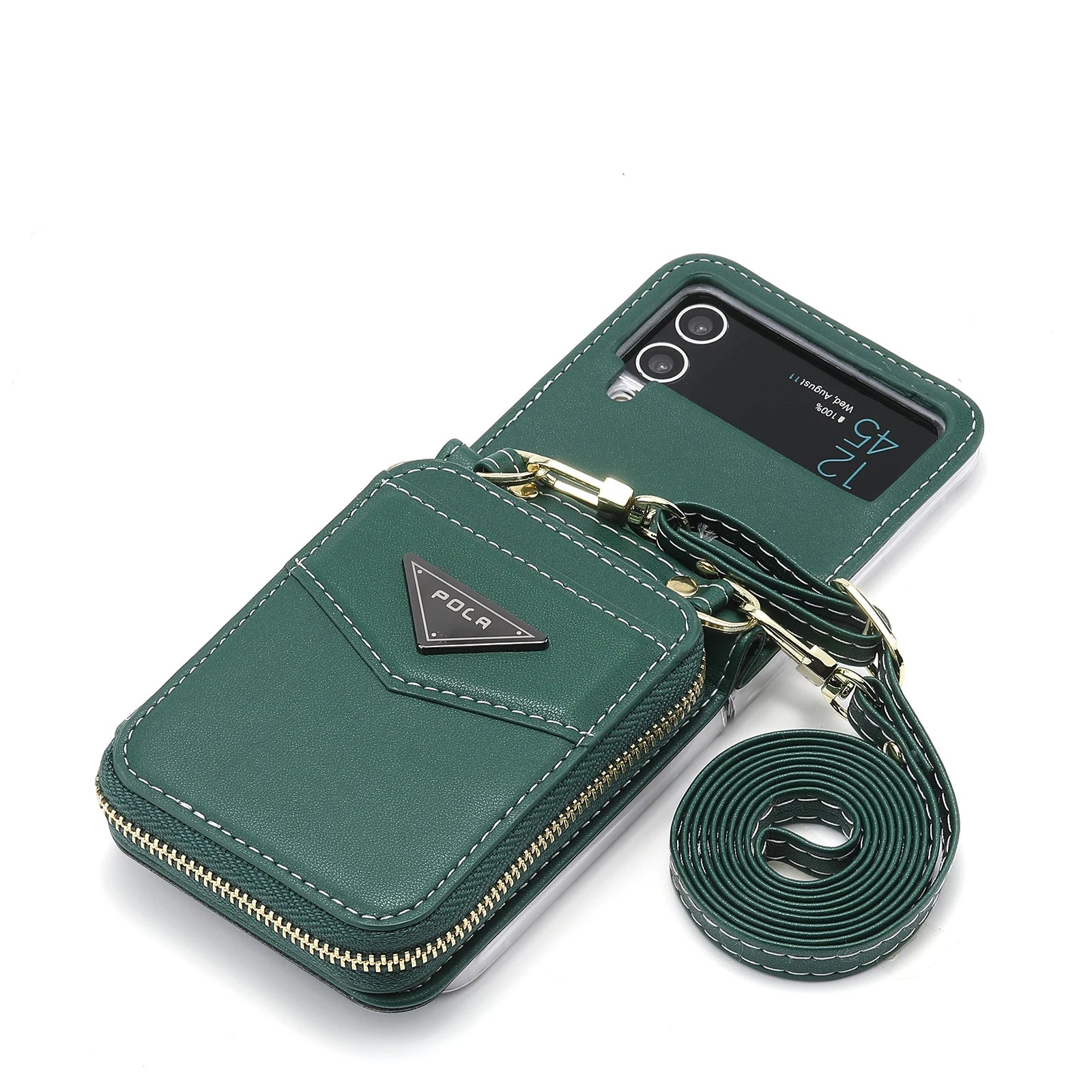 Zipper Purse Wallet Leather Galaxy Z Flip Case - DealJustDeal