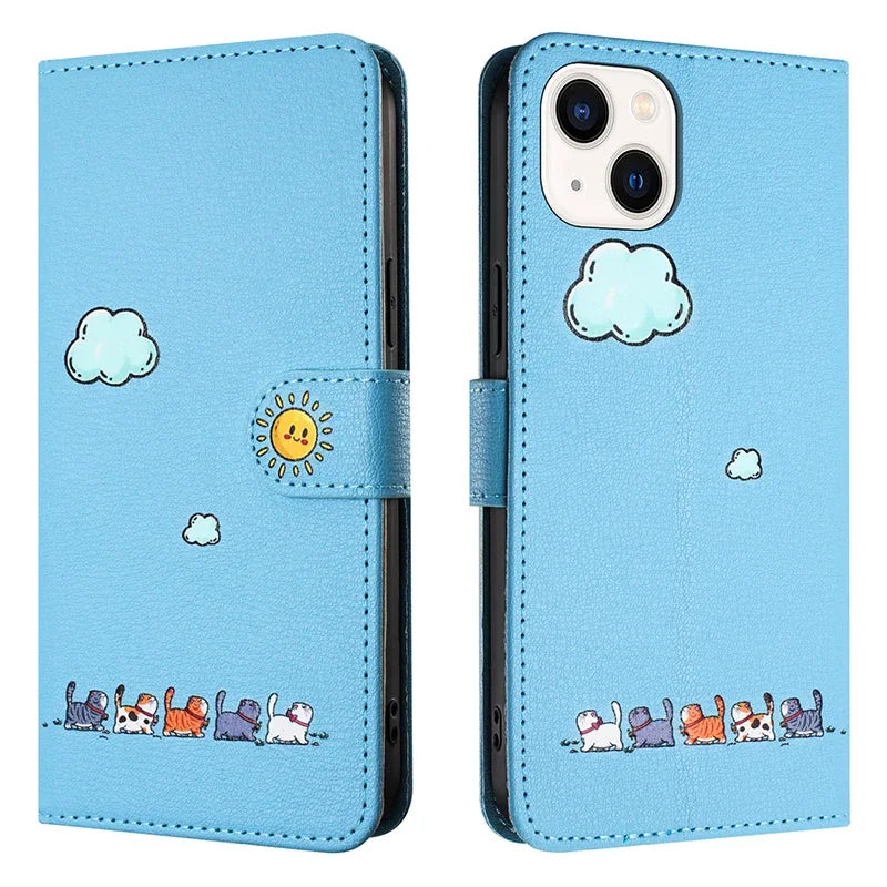 Cute Cat Pattern Flip Leather Google Case - DealJustDeal