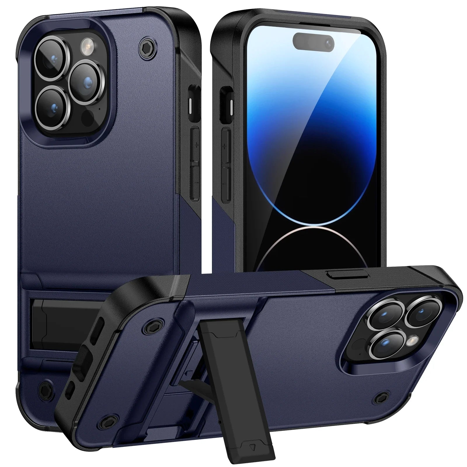 TPU Plastic Kickstand Rugged Armor Shockproof iPhone Case - DealJustDeal