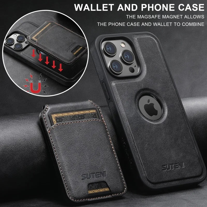 2 in 1 Detachable Wallet Magnetic PU Leather iPhone Case - DealJustDeal