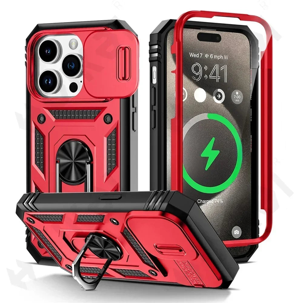 Camera Slide Armor Protection 360 Degree Rotate Armor iPhone Case - DealJustDeal