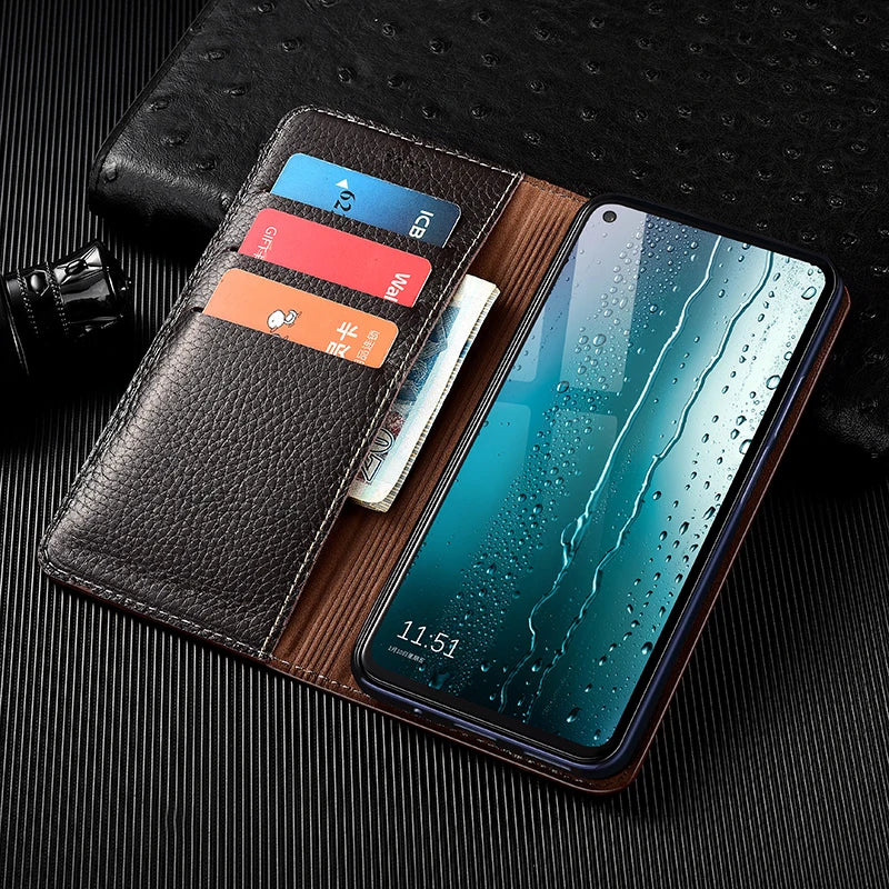 Litchi Patter Genuine Leather Magnetic Flip Google Case - DealJustDeal