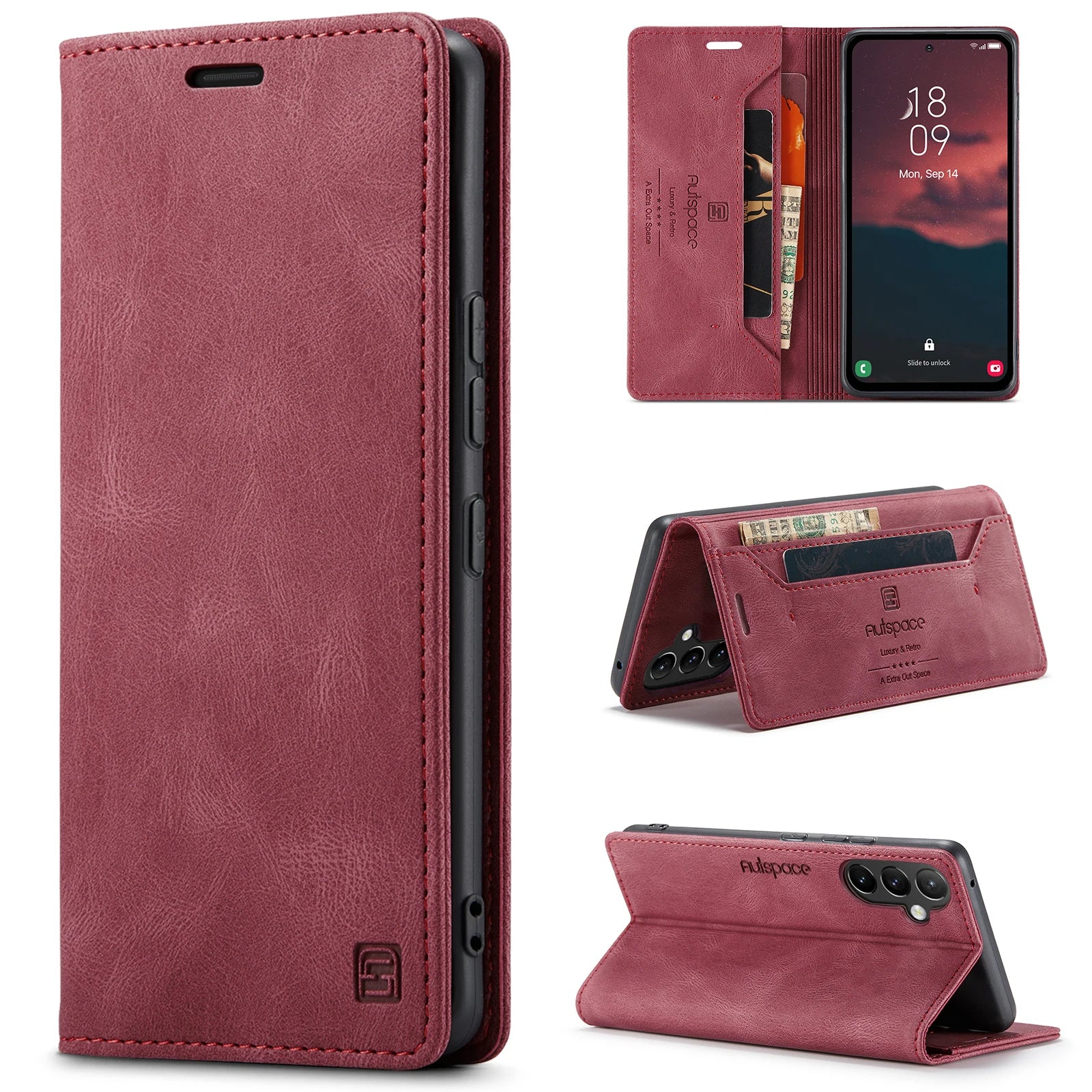 Magnetic Wallet Flip Leather Galaxy A and M Case - DealJustDeal