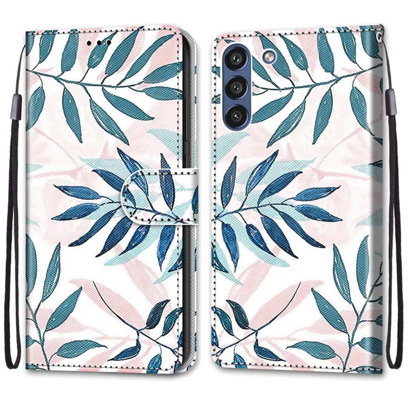 Anti-Glare Floral Card Pocket Wallet Leather Magnetic Galaxy Case - DealJustDeal