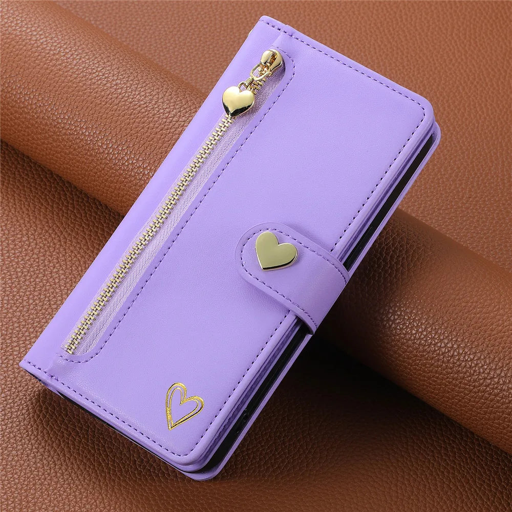 Zipper Cards Slot Wallet Leather Galaxy S Case - DealJustDeal