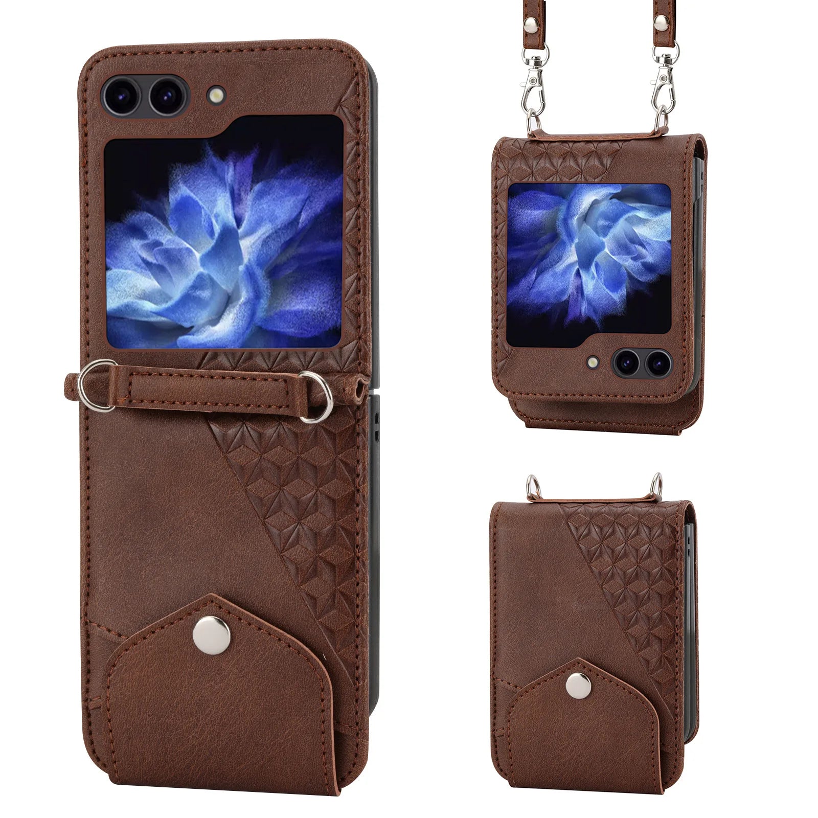 Wallet Cards Holder Hinge Protection Leather Galaxy Z Flip Case - DealJustDeal