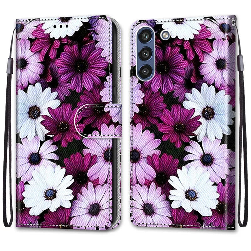 Anti-Glare Floral Card Pocket Wallet Leather Magnetic Galaxy Case - DealJustDeal