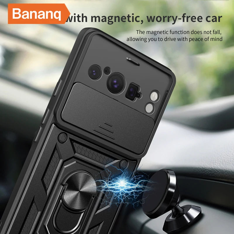 Slide Camera Lens Protection Magnetic Ring Stand Armor Google Case - DealJustDeal