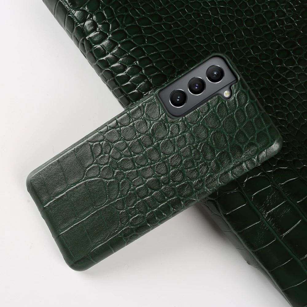 Crocodile Grain Genuine Leather Google Case - DealJustDeal