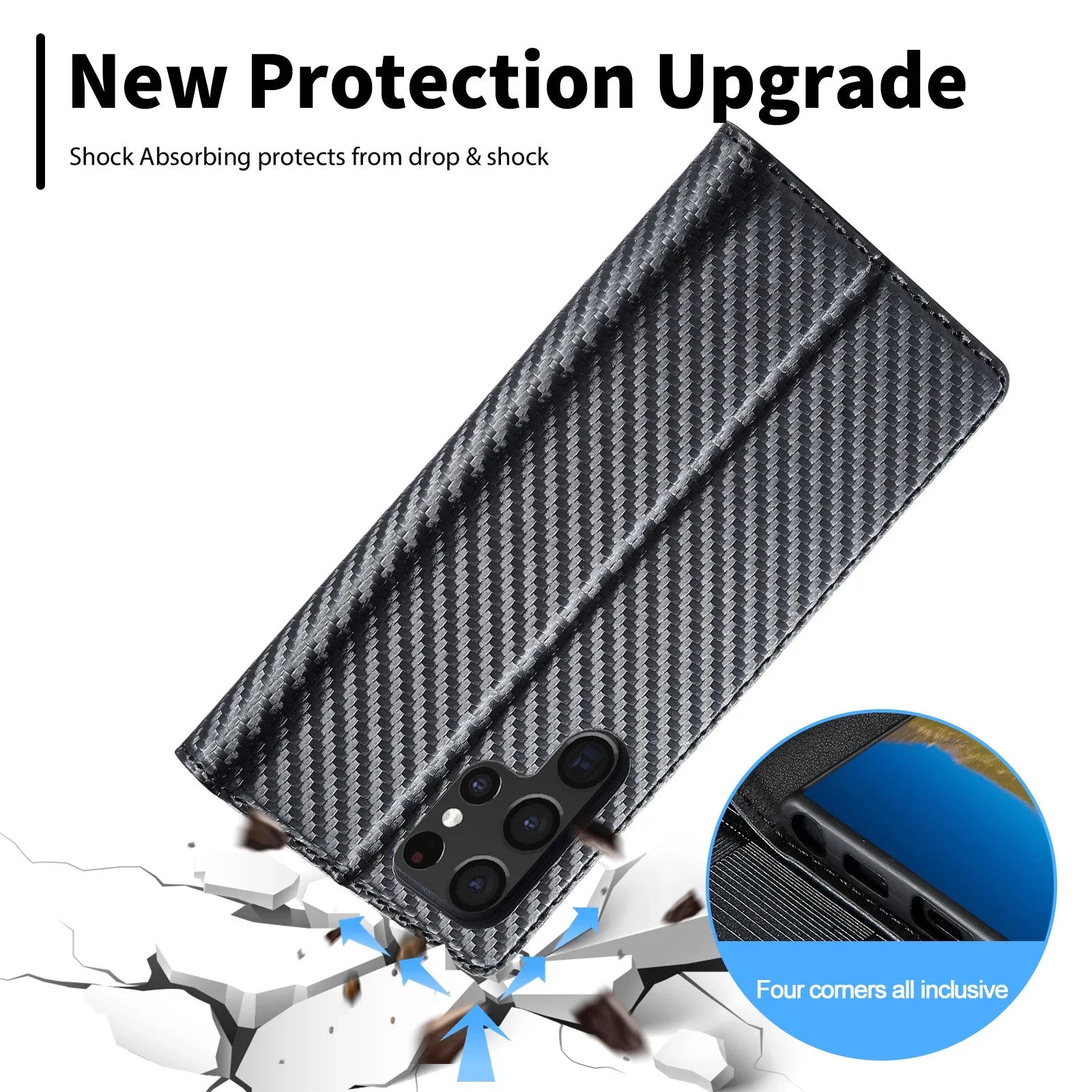 Flip Wallet Carbon Fiber Leather Galaxy A and S Case - DealJustDeal