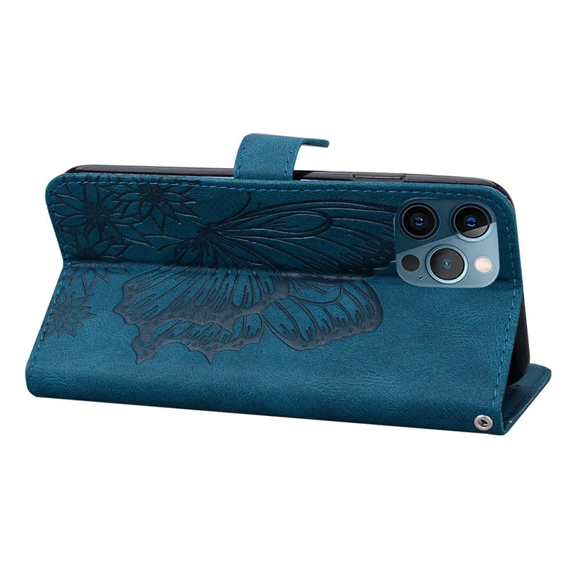 Butterfly Card Holder Wallet Leather iPhone Case - DealJustDeal