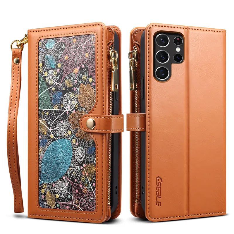 RFID Card Wallet Lanyard Flip Leather Galaxy A, Note and S Case - DealJustDeal