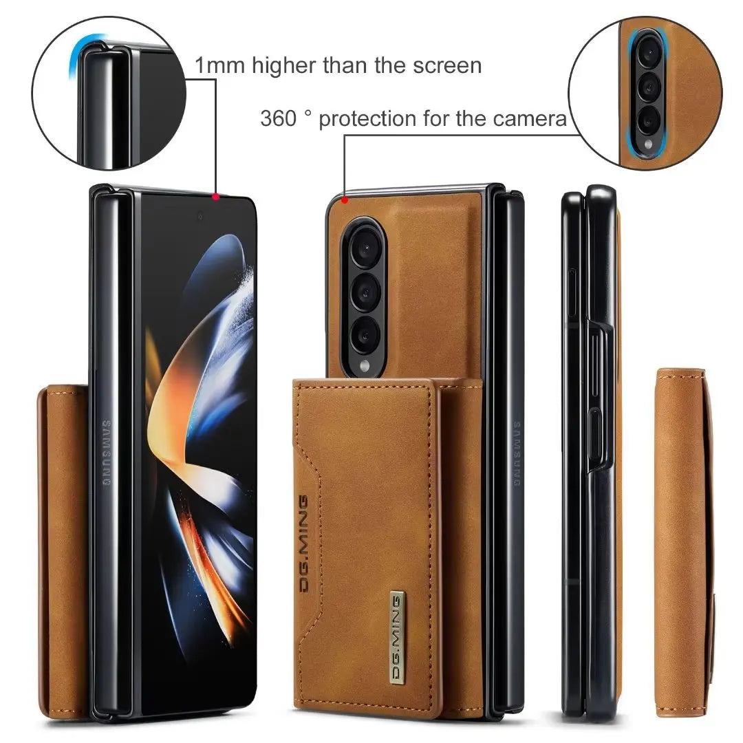 Detachable Card Pocket Flip Leather Magnetic Wallet Galaxy Fold Z Case - DealJustDeal